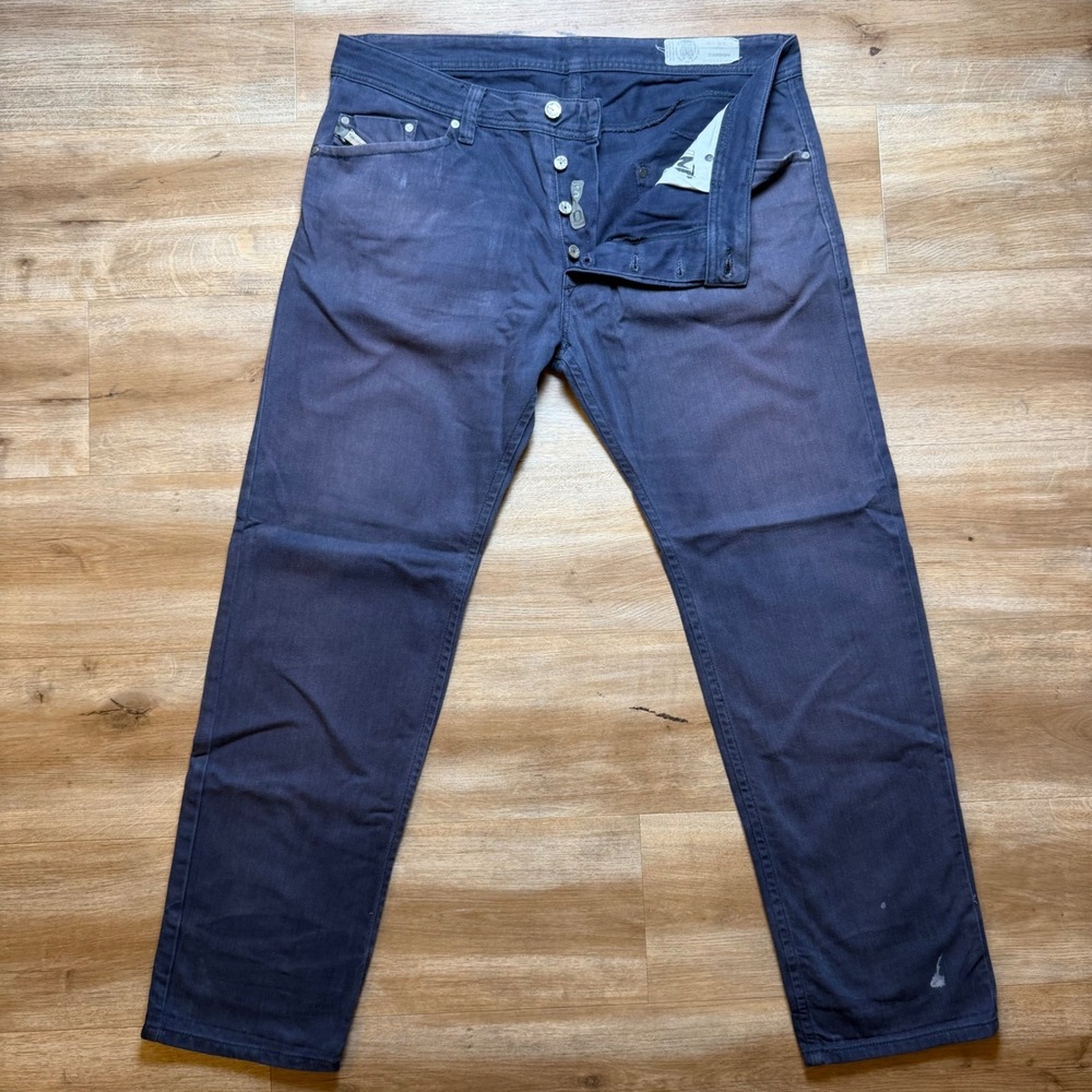 Diesel Darron Jeans Mens 38x32 Navy Blue Regular Slim Tapered Cotton Denim 008QU